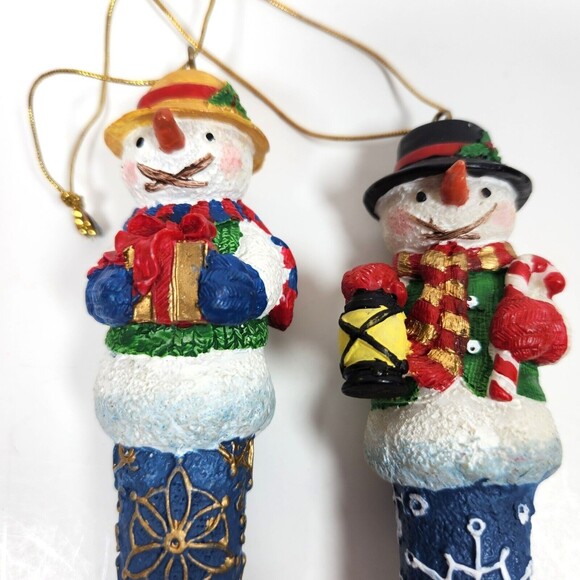 Christmas Snowman String Light Cover Ornament Icicle Lot of 2 Blue 6 inches - Picture 2 of 5